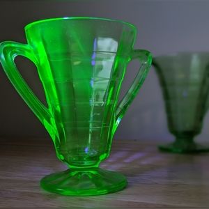 Vintage Uranium Glass Cream & Sugar Set